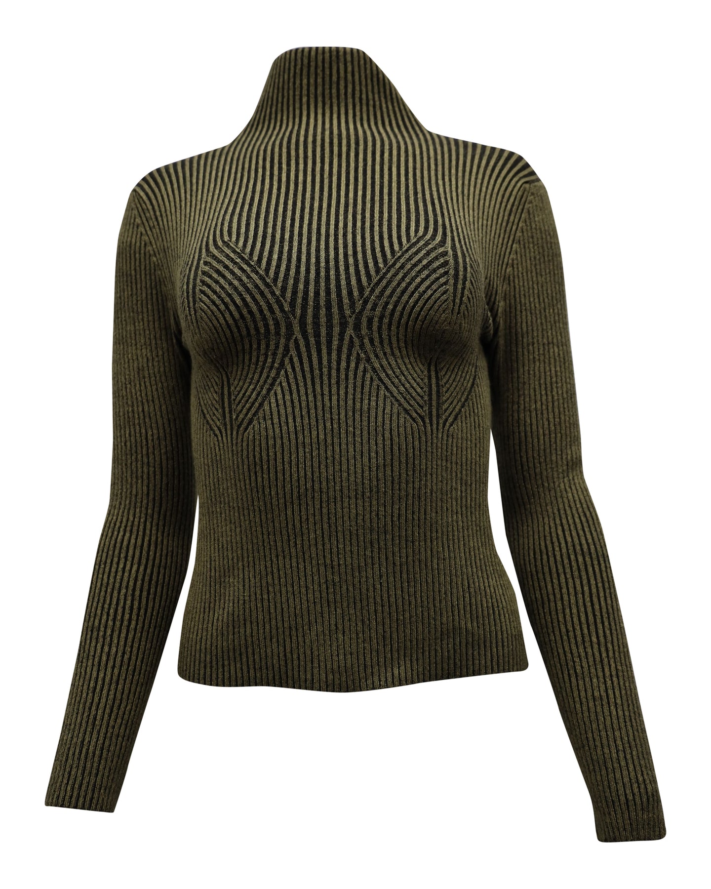 Mara Hoffman Mida Rib Strickpullover mit Rollkragen in Olivgrün Modal