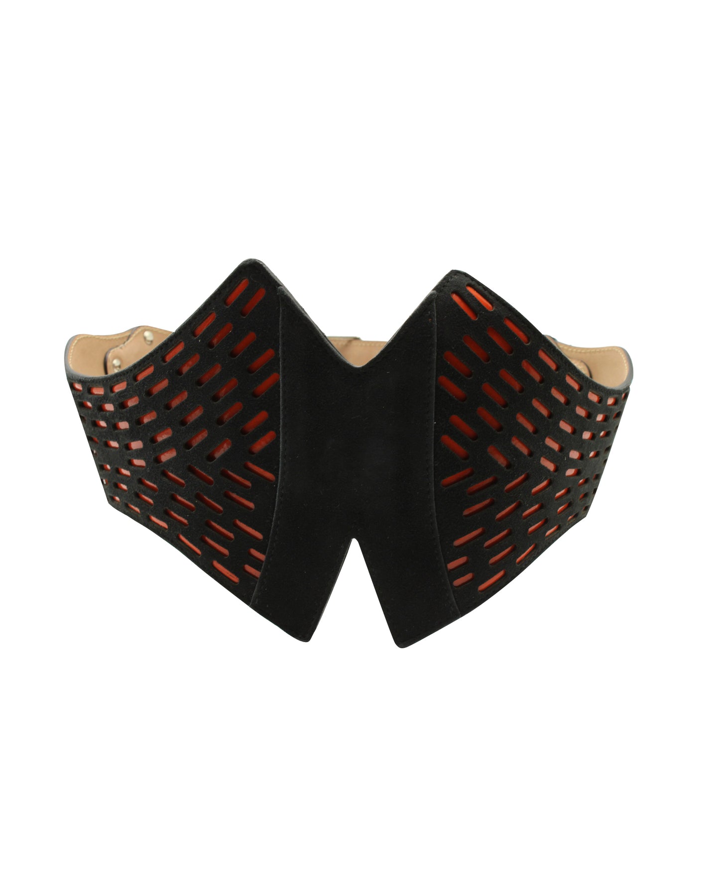 Alaia Korsett Gürtel mit Cut Out Details aus schwarzem Leder
