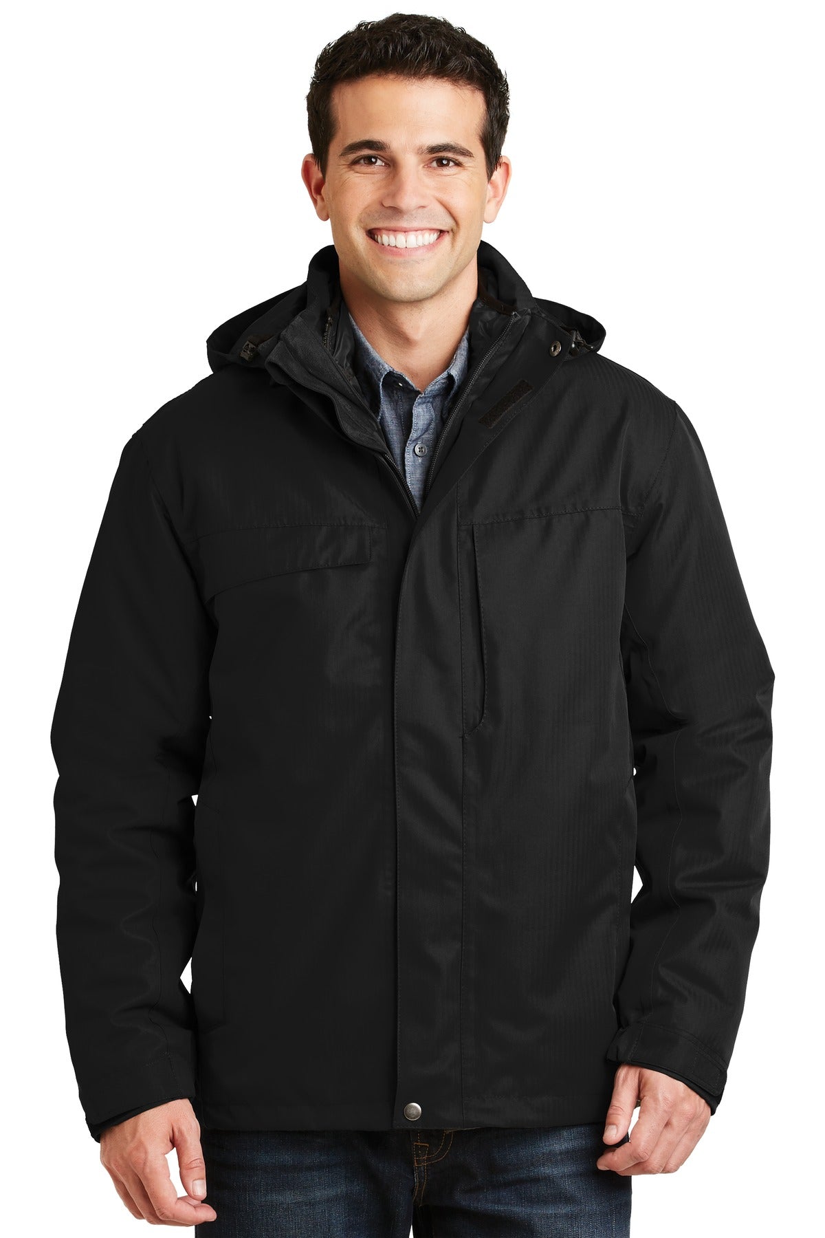 Port Authority Herren Heringknochen 3-in-1-Parka – J302