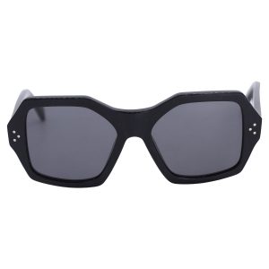 Celine 55mm Hexagon Sonnenbrille aus schwarzem Acetat