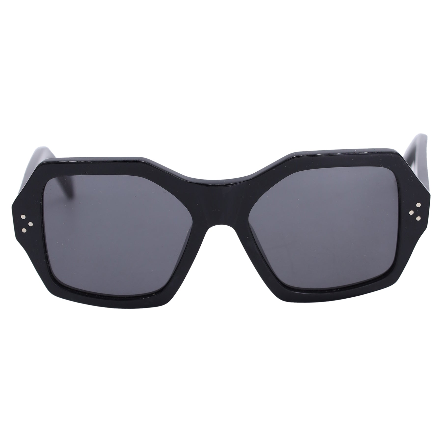 Celine 55mm Hexagon Sonnenbrille aus schwarzem Acetat
