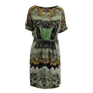 Etro Paisley Print Belted Kleid aus mehrfarbigem Seidensatin 7703707025468