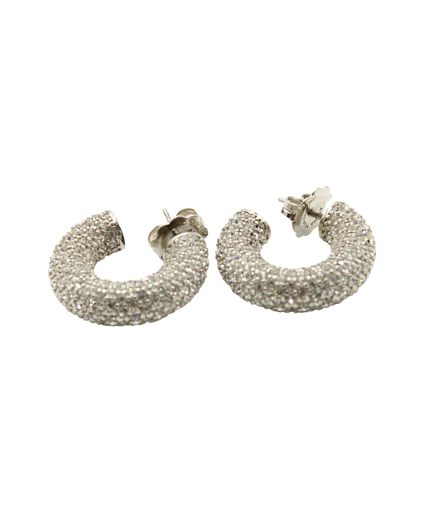 Amina Muaddi Cameron Ohrringe mit Kristallsteinen und silbernem Metall