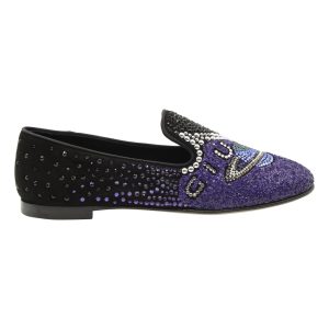 Giuseppe Zanotti Crystal Embellished Uranus Smoking Slippers in Schwarzwild 7703702995004