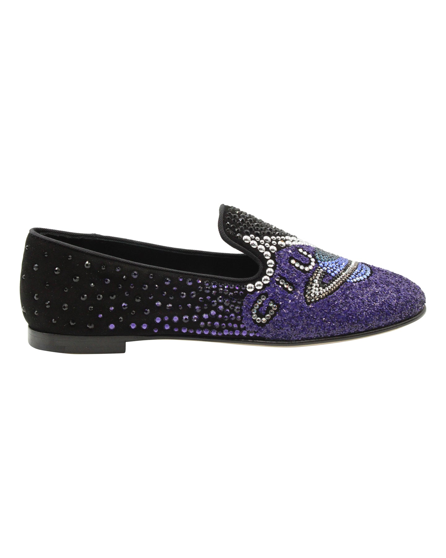 Giuseppe Zanotti Kristall Verzierte Uranus Smoking Pantoffeln aus schwarzem Wildleder