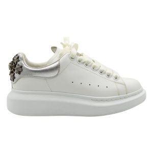Alexander McQueen Larry Verzierte Sneaker aus weißem Leder