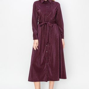 Burgundy Glitter Midikleid 7833037471804