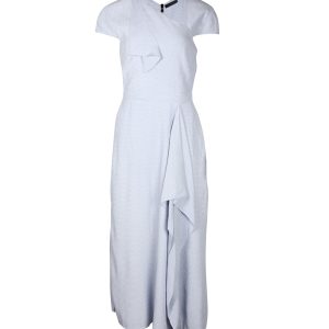 Roland Mouret Elliot Draped Cloqué Midikleid in hellblauer Viskose 7703706763324