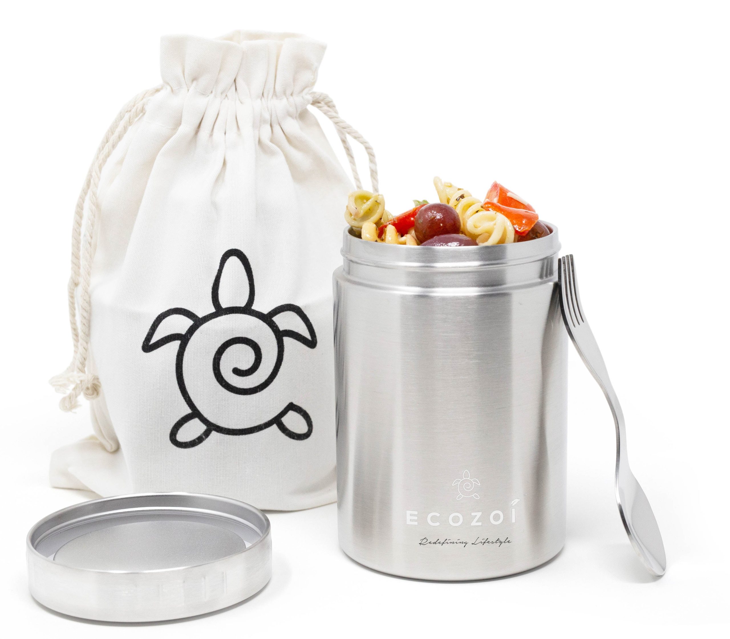 Ecozoi 17 oz umweltfreundlich Edelstahl Isolierte Lebensmittelglas mit Spork & Lunch Tasche