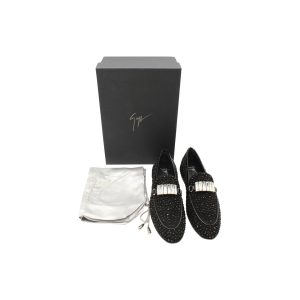 Giuseppe Zanotti Verzierte Slipper aus schwarzem Wildleder
