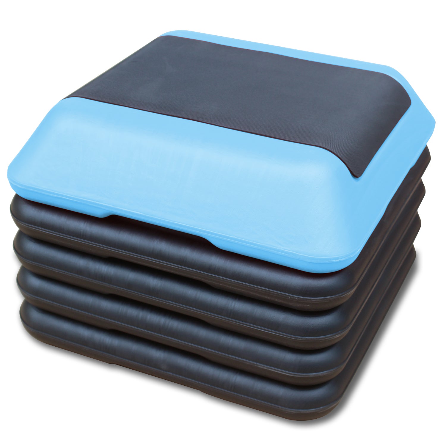 Streamdale Höhenverstellbare Step Aerobic Plattform Fitness Equipment Stepper Trainer Übung Schritt Plattform mit 4 Riser Blau