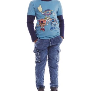 Andy & Evan Jersey Twofer T-Shirt und Terry-Hosen-Set