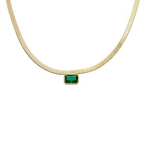 Fossil Evergreen Gems für Damen Emerald Grüne Kristall Kette Halskette