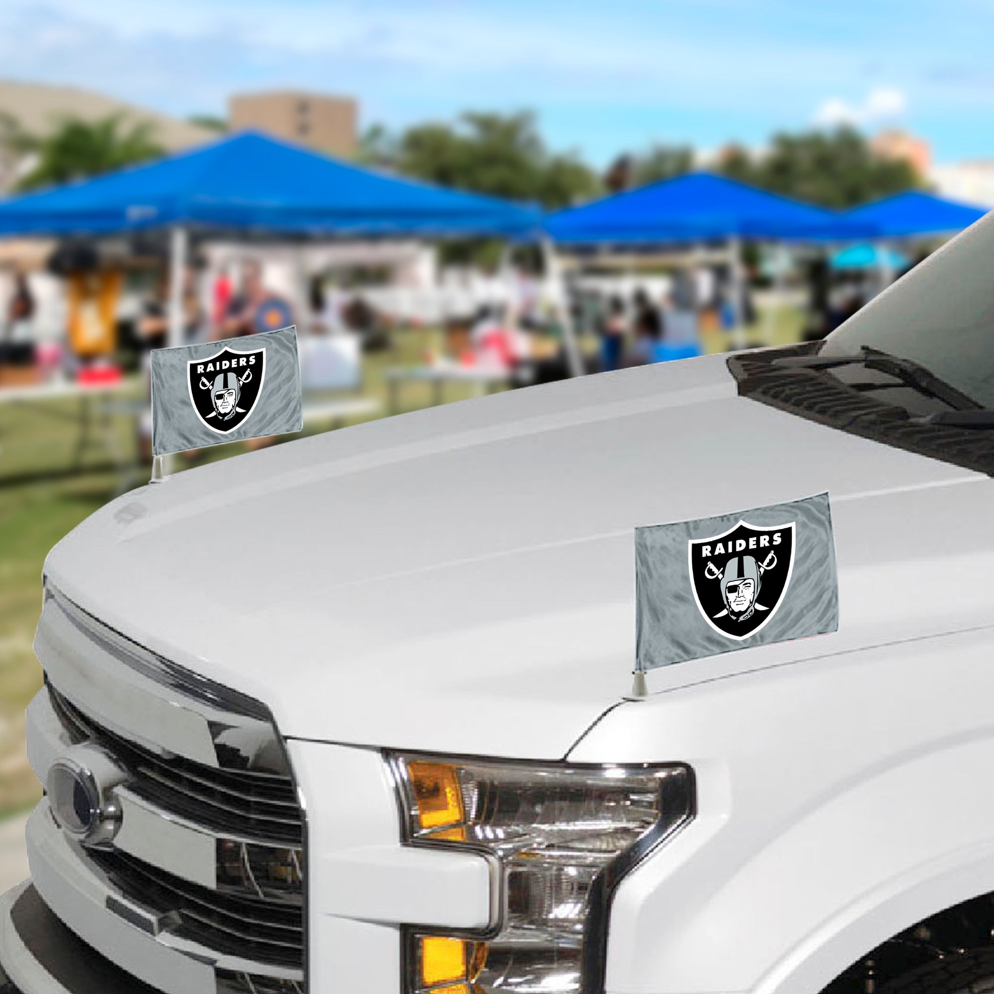 Fanmats Las Vegas Raiders Ambassador Autoflaggen, Silber – 2er Packung Mini Autoflaggen, 4′′ X 6′′
