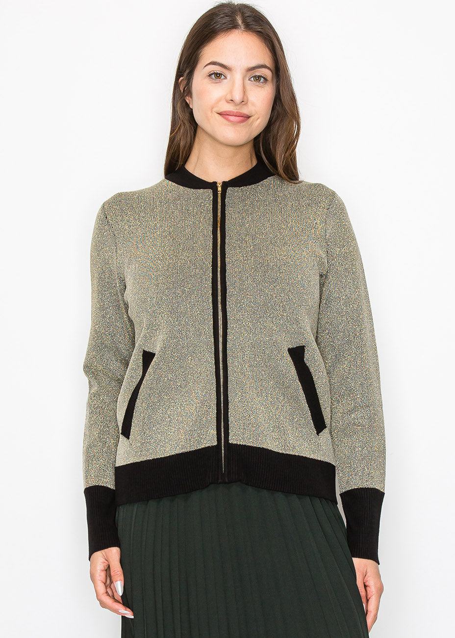 Gold Shimmer Jacke mit Reißverschluss