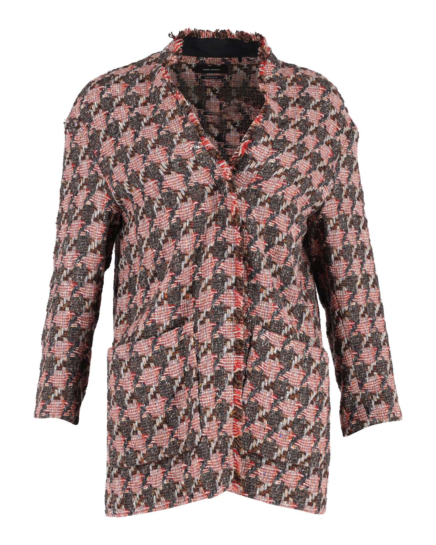 Isabel Marant Houndstooth Tweed Jacke aus roter Wolle