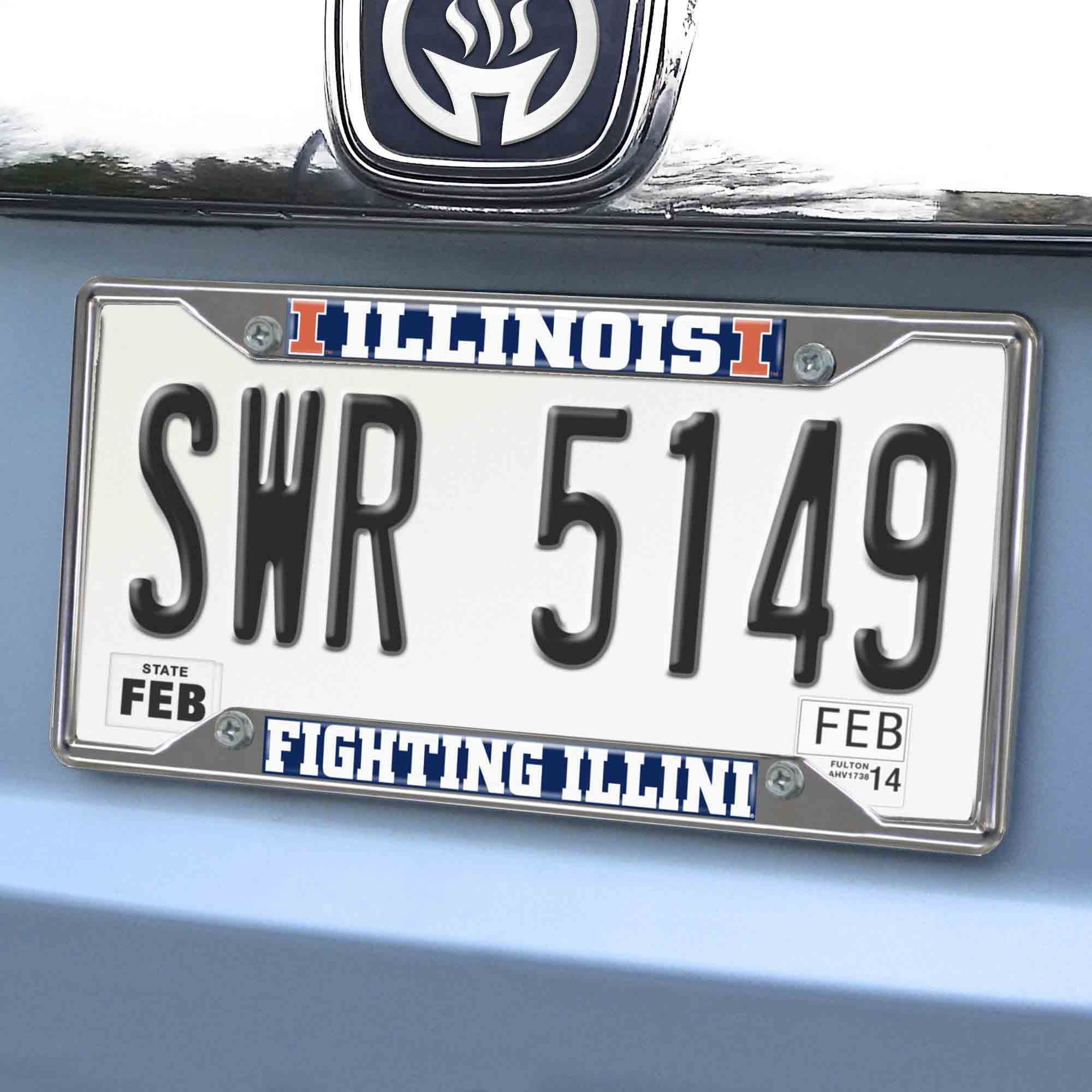 Fanmats Illinois Illini Chrom Metall Nummernschild Rahmen, 6,25′′ x 12,25′′