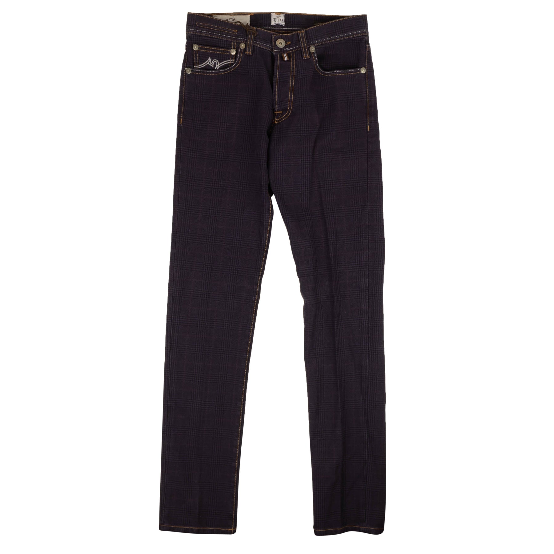 Pantaloni Torino Italienische Denim Jeans mit Karomuster – Lila