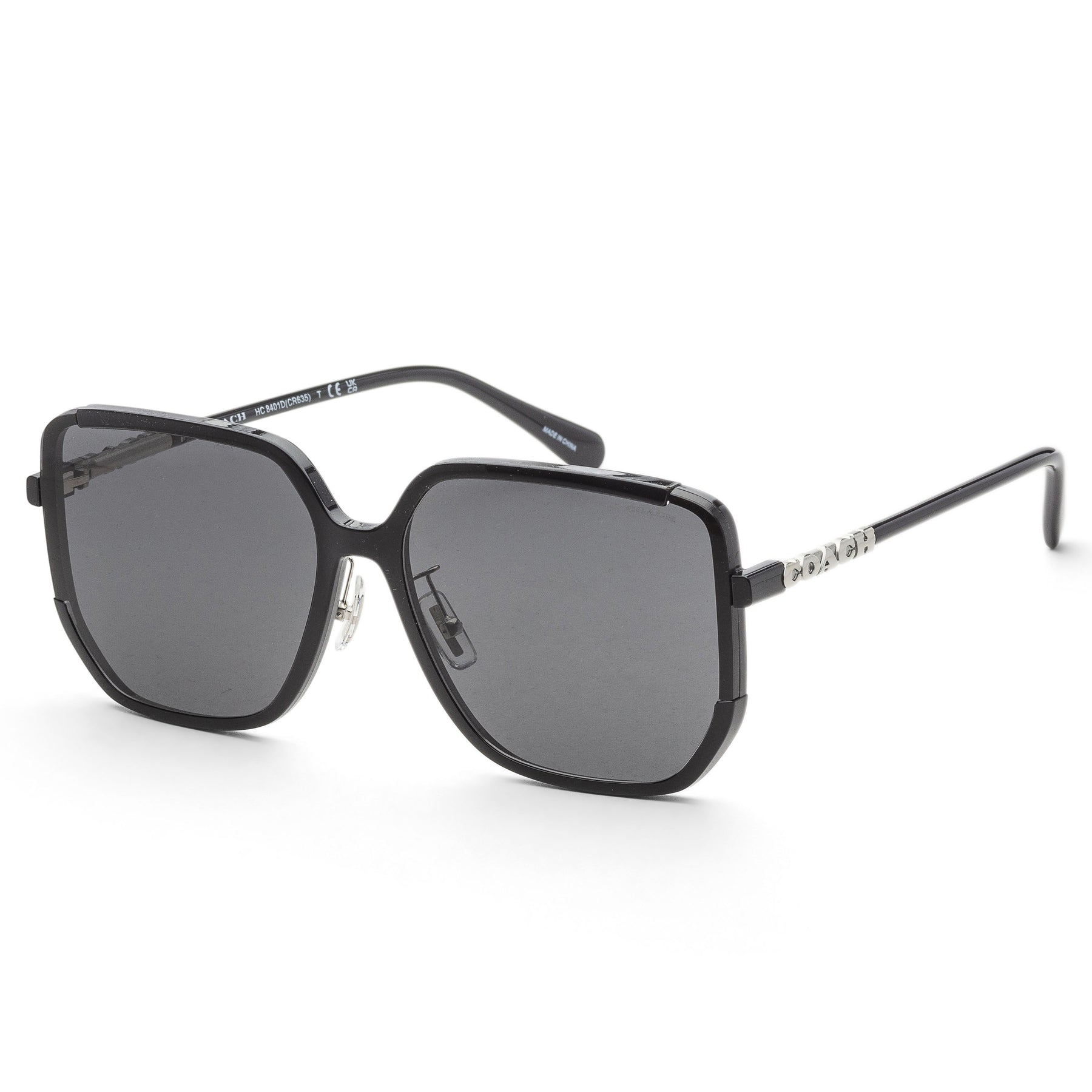 Coach 64mm schwarze Sonnenbrille für Damen