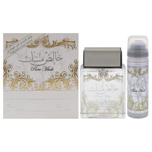 Pure Musk von Lattafa für Herren – 2-teiliges Geschenkset 3,4 oz EDP Spray, 1,7 oz parfümiertes Spray