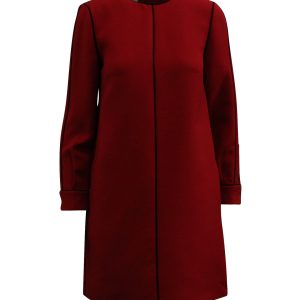 Valentino lange Ärmel Schichtkleid aus roter Wolle Mischung 7703707484220