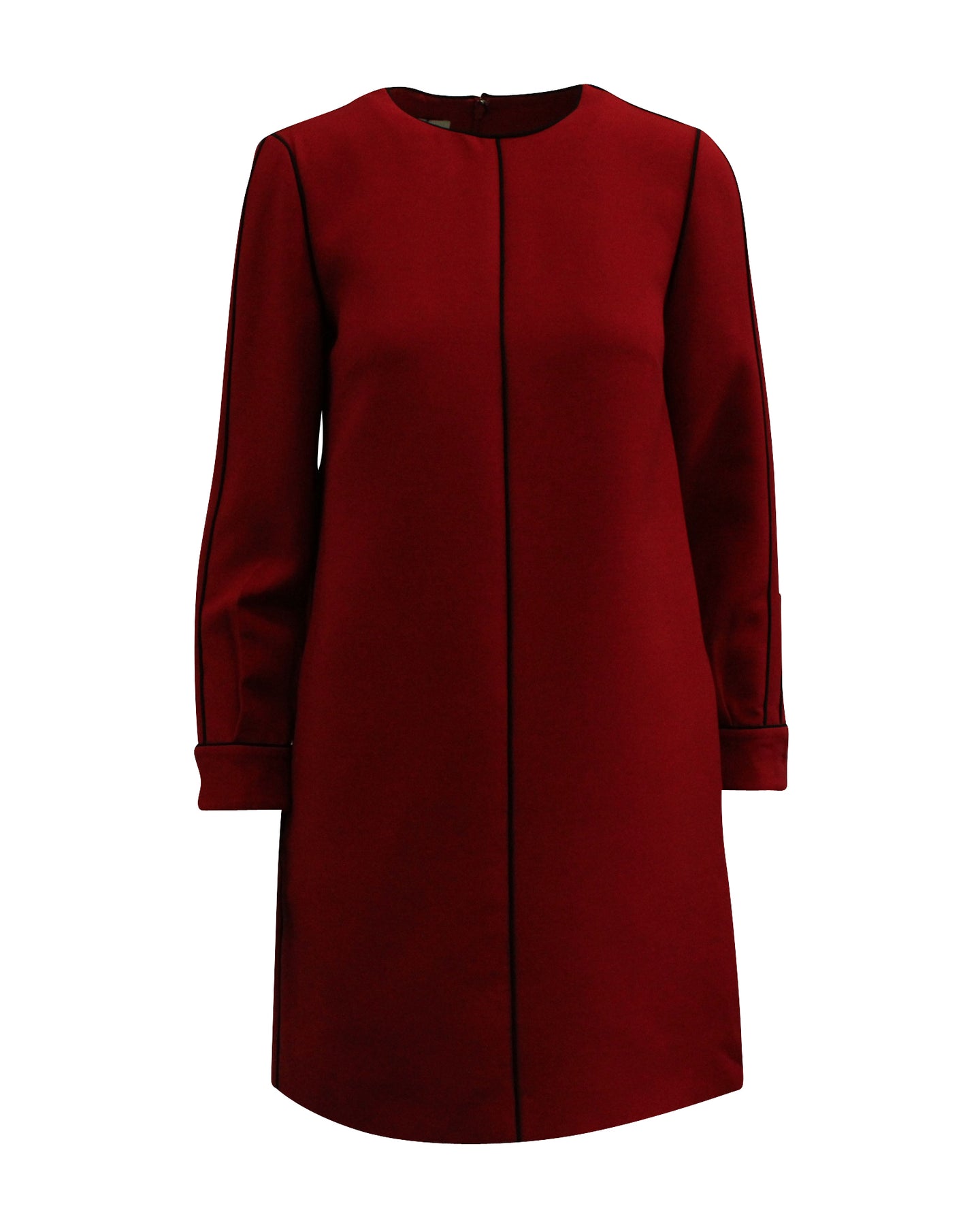 Valentino Lange Ärmel Shift Kleid aus roter Wolle