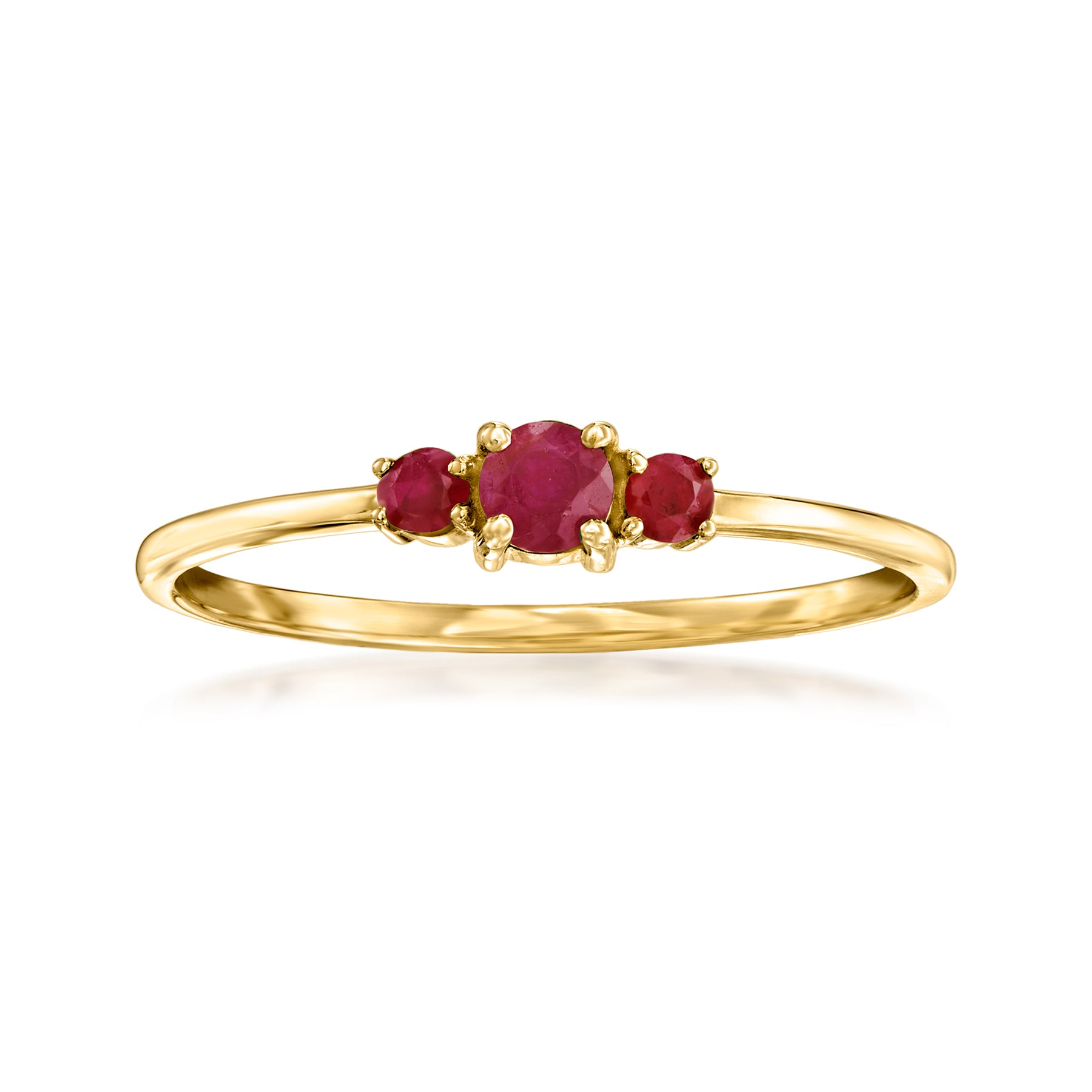RS Pure Von Ross-Simons Rubin 3-Stein Ring aus 14kt Gelbgold