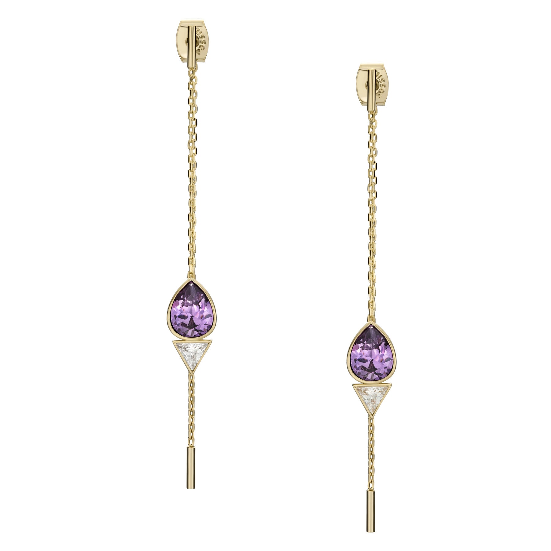 Fossil Damen Ohr Party Amethyst lila und klar Kristall Tropfen Ohrringe