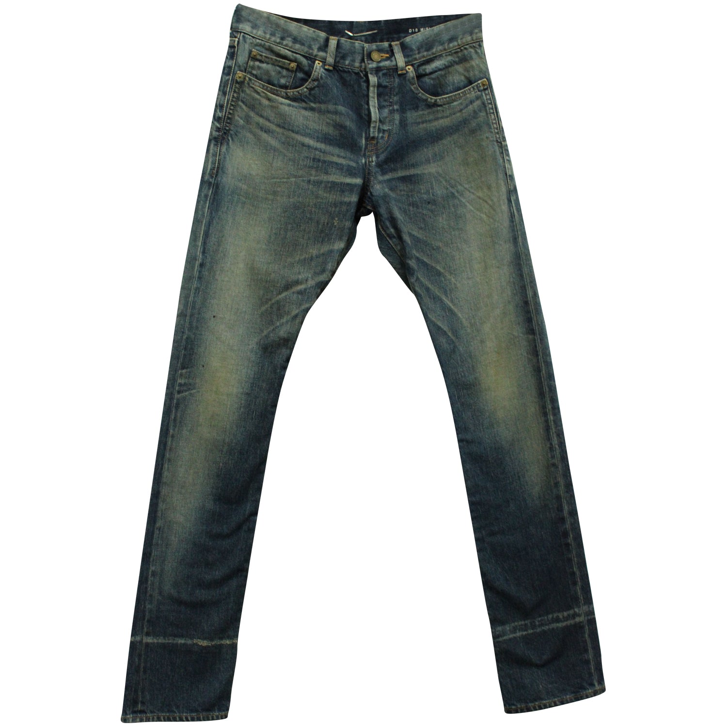 Saint Laurent Gerades Bein Jeans aus blauem Baumwoll-Denim