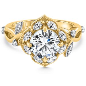 Zertifizierte 2.62Ct Runde Diamant Engagement Rebe Blütenblatt Ring 14k Gelbgold