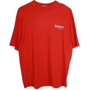 Balenciaga Political Campaign Logo T-Shirt aus roter Baumwolle 7703704141884