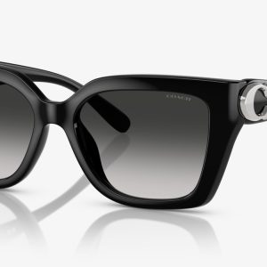 Coach 55mm schwarze Sonnenbrille für Damen