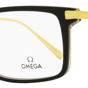 Omega Herren rechteckige Brille OM5014 005 schwarz/gold 58mm