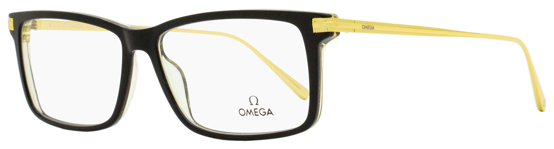 Omega Herren Rechteckige Brillen OM5014 005 Schwarz/Gold 58mm