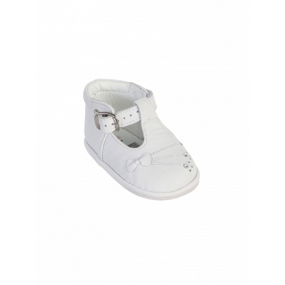 Kleine Mädchen weiße T-Strap Schnalle Leder Taufe Kleid Schuhe 5-6 Kleinkind