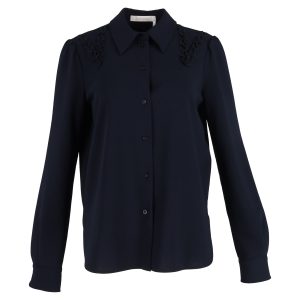See by Chloé Frill Detail Blouse in Marineblaues Polyester 7833140199484