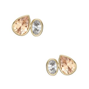 Fossil Damen Ohr Party Champagner und klaren Kristall Toi Et Moi Ohrstecker
