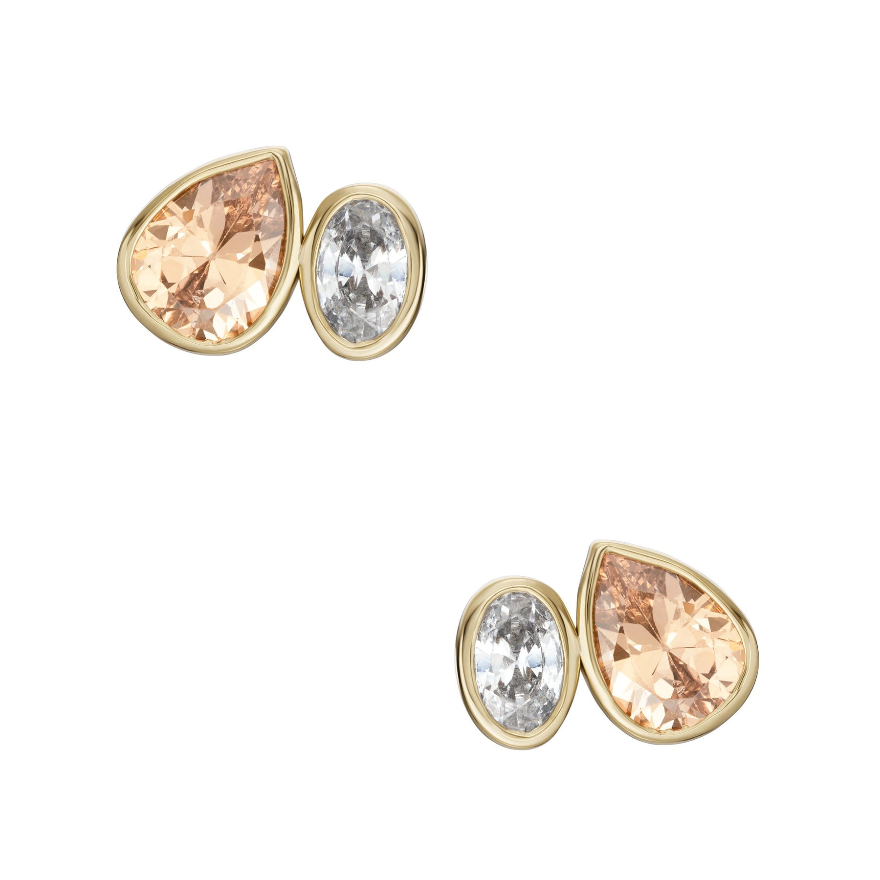 Fossil Damen Ohr Party Champagner und klaren Kristall Toi Et Moi Ohrstecker