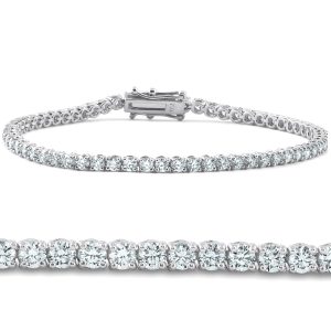 4 Karat TW rund Cut Diamant Tennis Armband 14k Weißgold Lab gewachsen