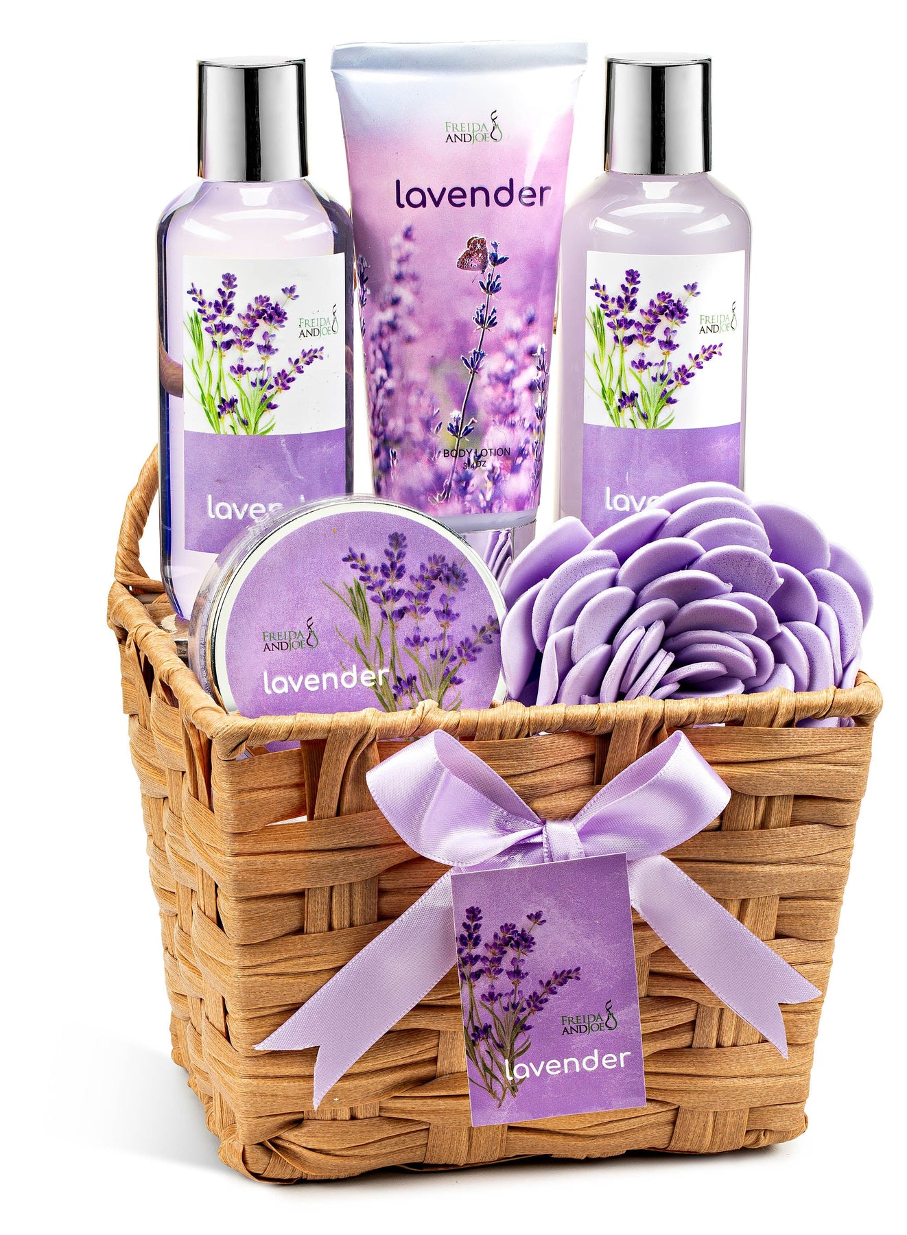 Lavendel Bad und Körper 6 Stück Geschenk-Set in einem Korb