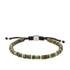 Fossil Herren Herbst Perlen Smaragd und olivgrün Acryl Perlen Armband 7805807525948