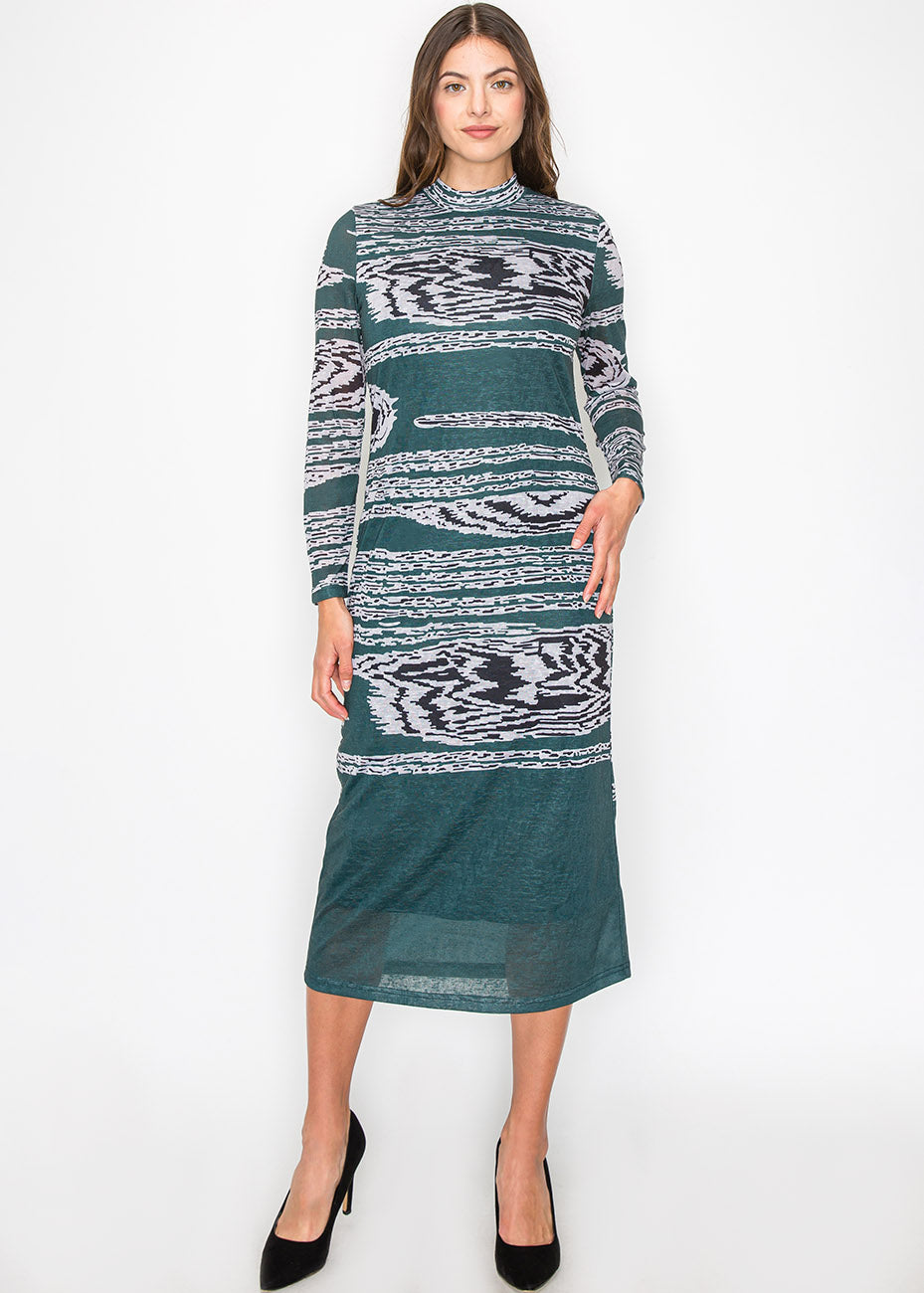 Künstlerisches Grün Muster Kleid