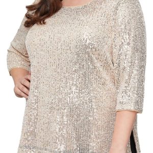 Pailletten Party Top in taupe