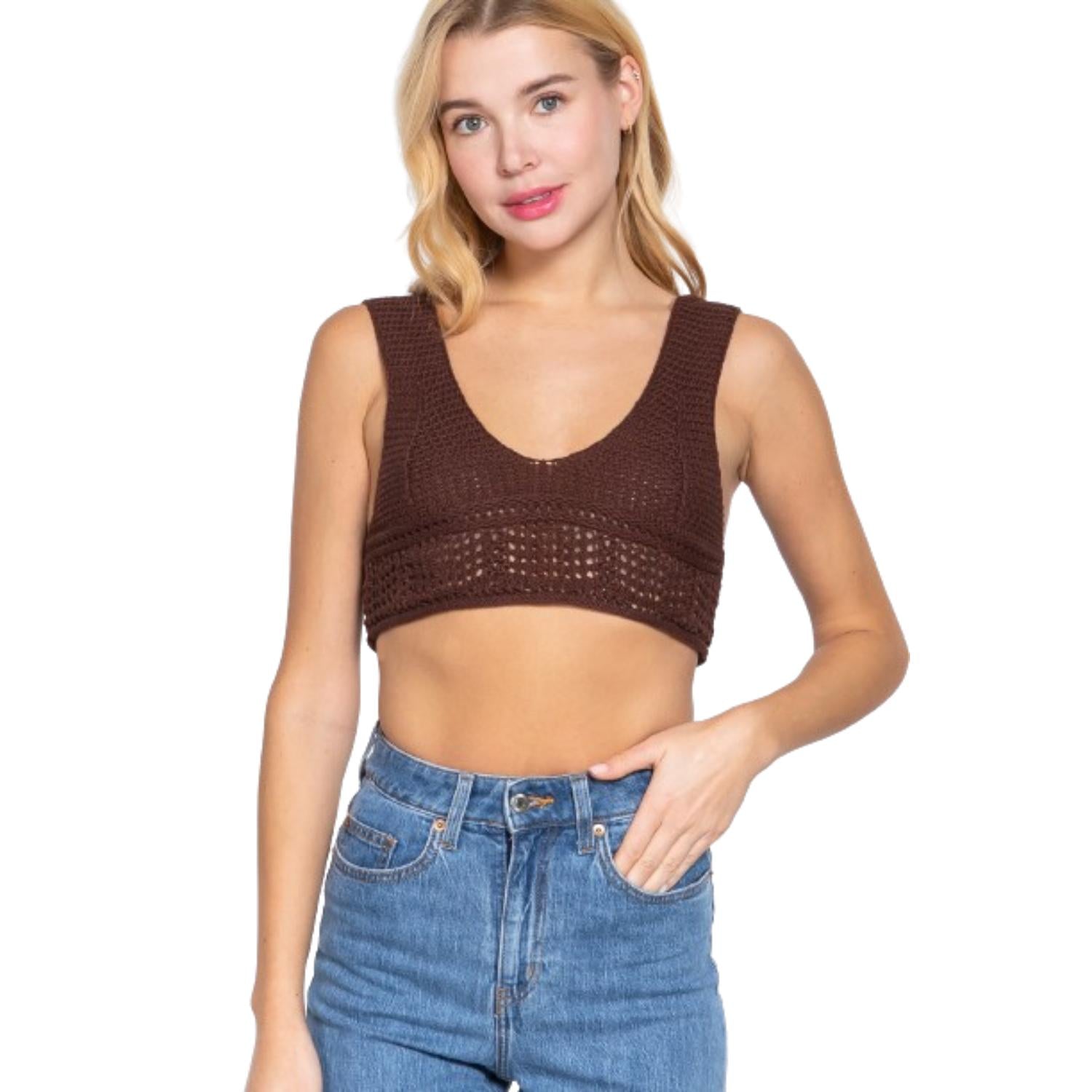 Strukturierter Crop Pullover Top Top