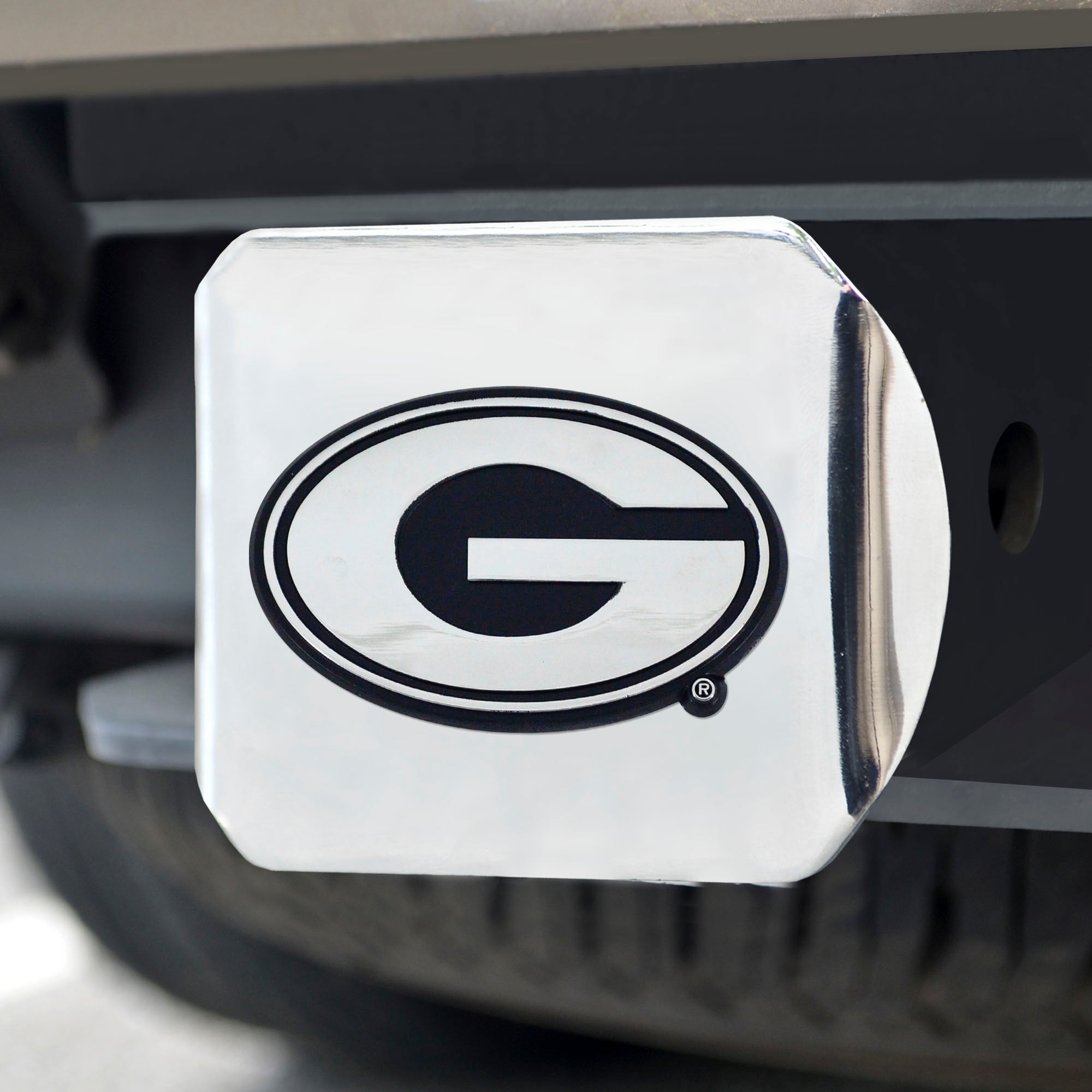 Fanmats Georgia Bulldogs Chrom Metall Hitch Cover mit Chrom Metall 3D Emblem