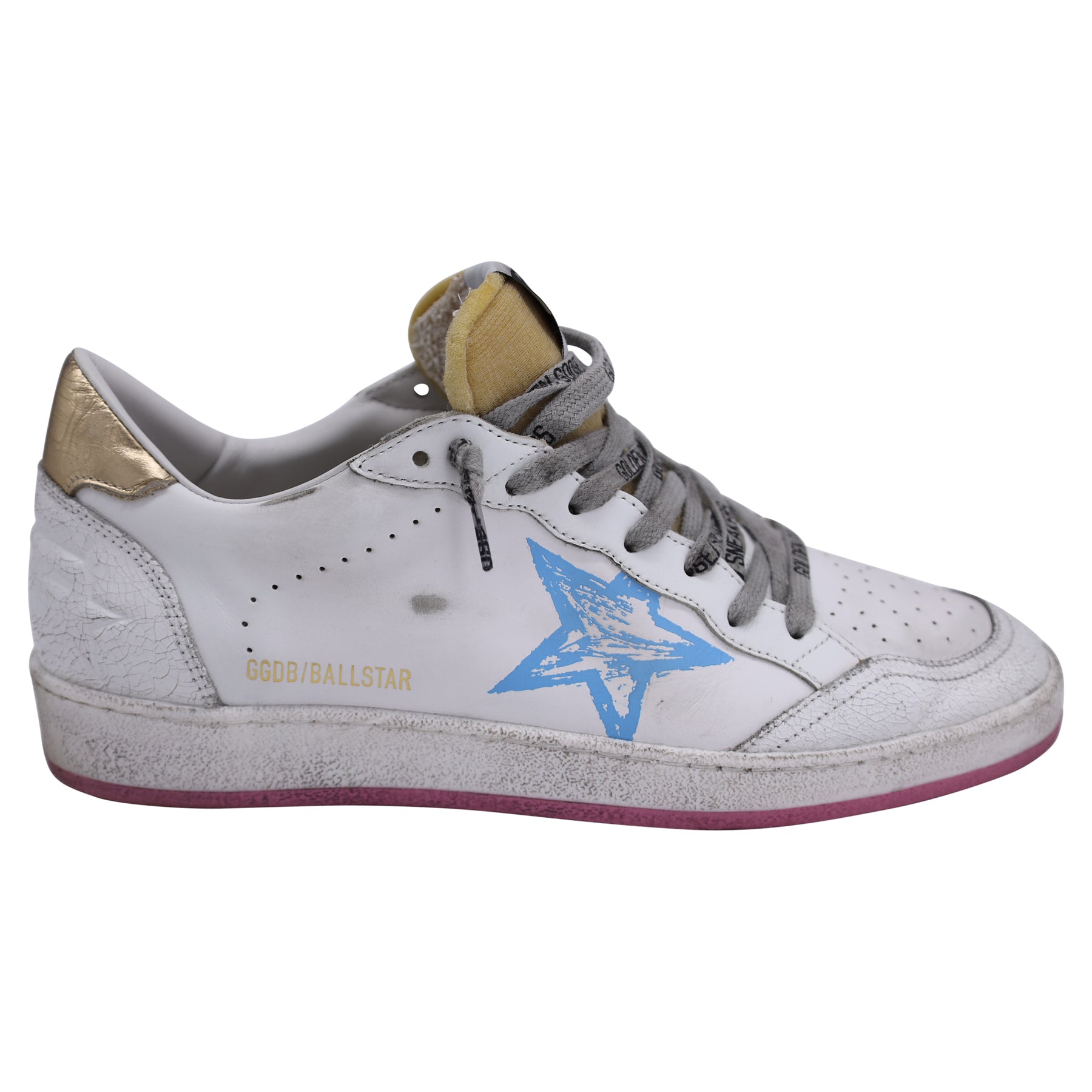 Golden Goose Ball Star Low-Top Sneaker mit Distressed Star aus weißem Leder