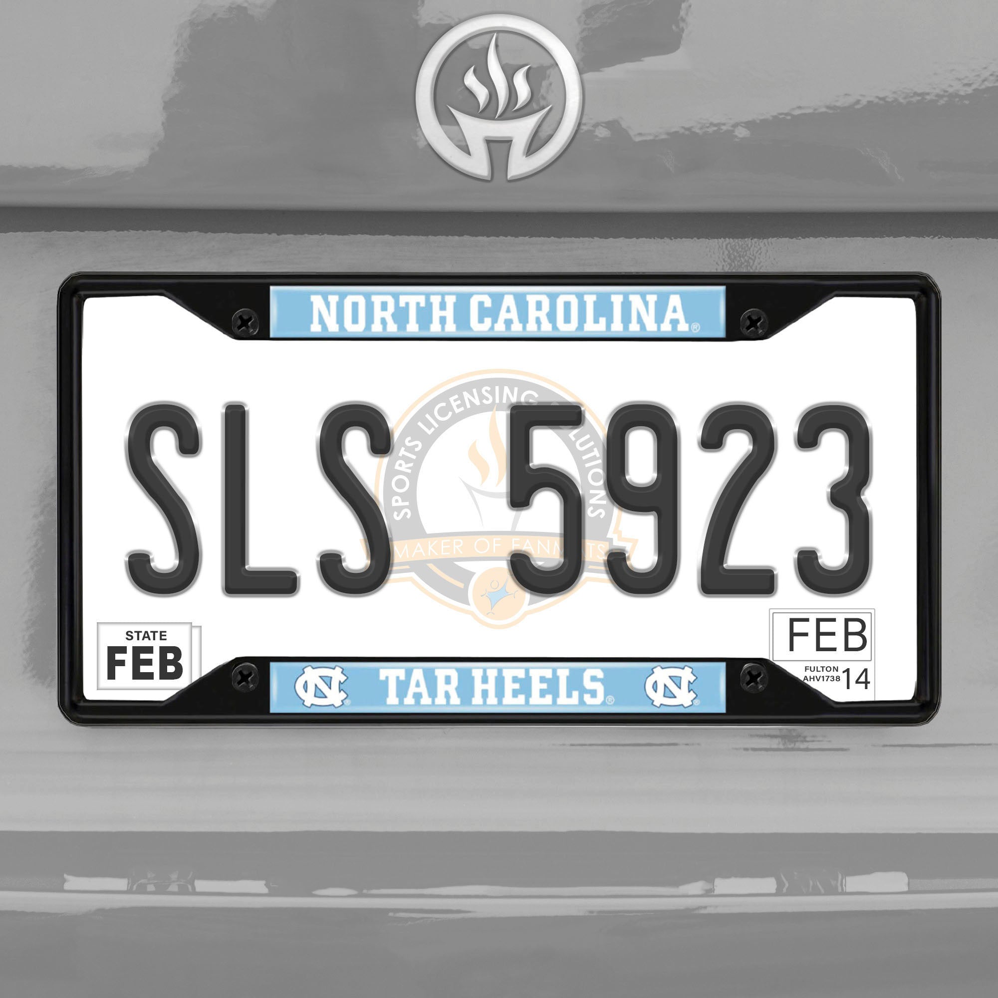 Fanmats North Carolina Tar Absatzschuhe Metall Nummernschild Rahmen schwarz Finish