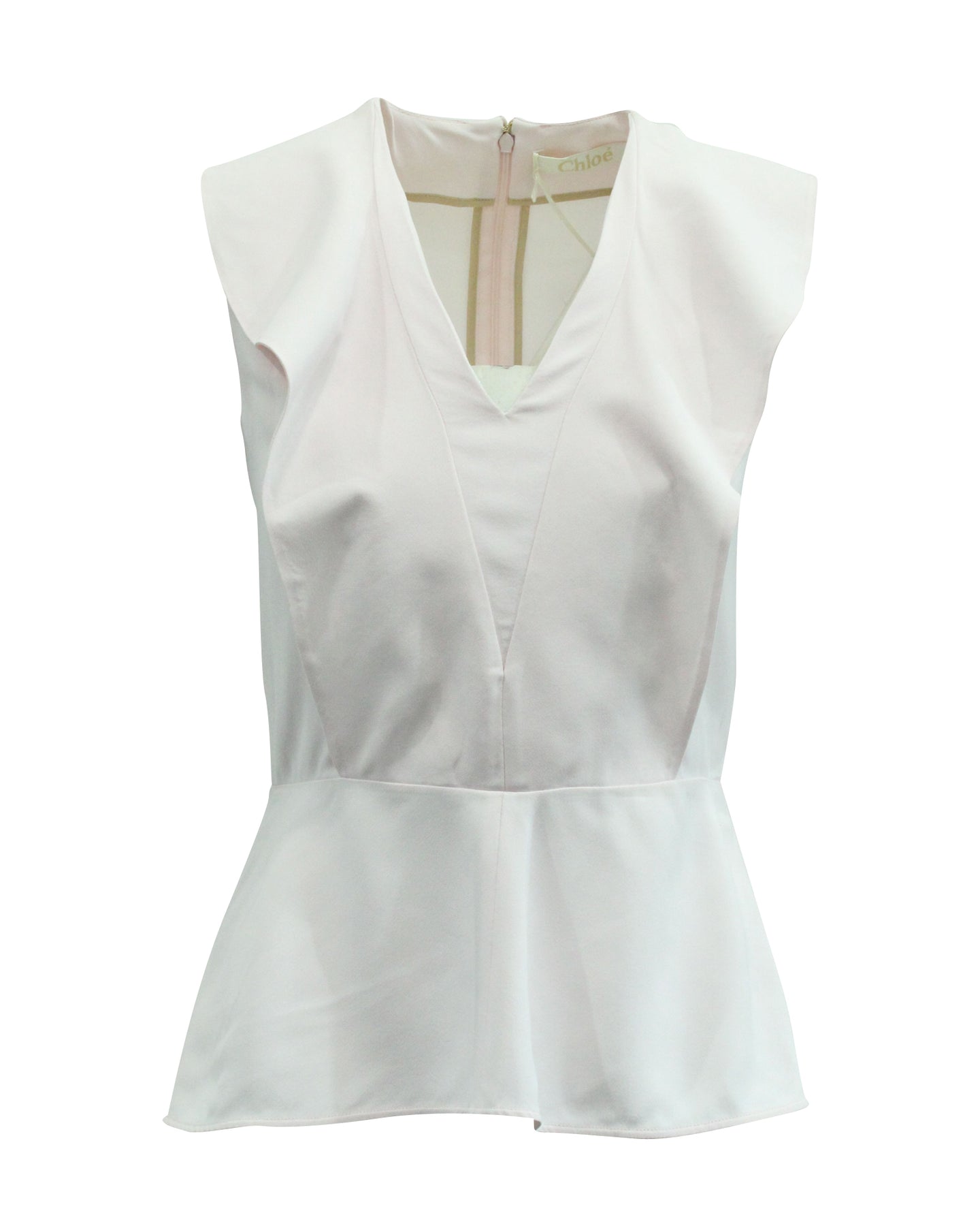 Chloe Peplum Bluse in Pastellrosa Acetat