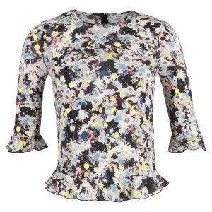 Erdem Quarter Sleeve Top in Blumendruck Seide 7833153699900