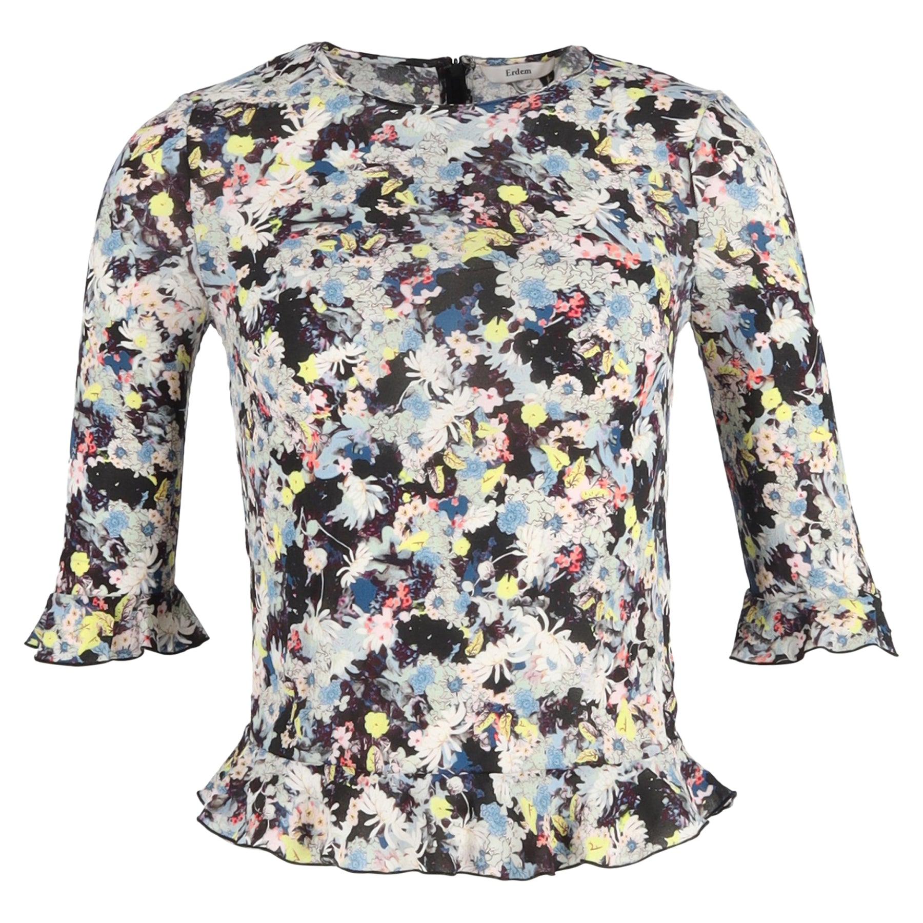 Erdem Quarter Ärmel Top aus Seide mit Blumendruck